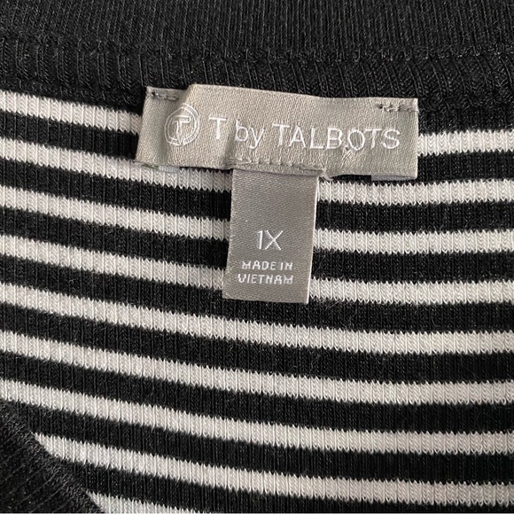 Talbots Black White Striped Sleeveless V-Neck Ribbed Maxi Dress Coastal 1X - Picture 3 of 9